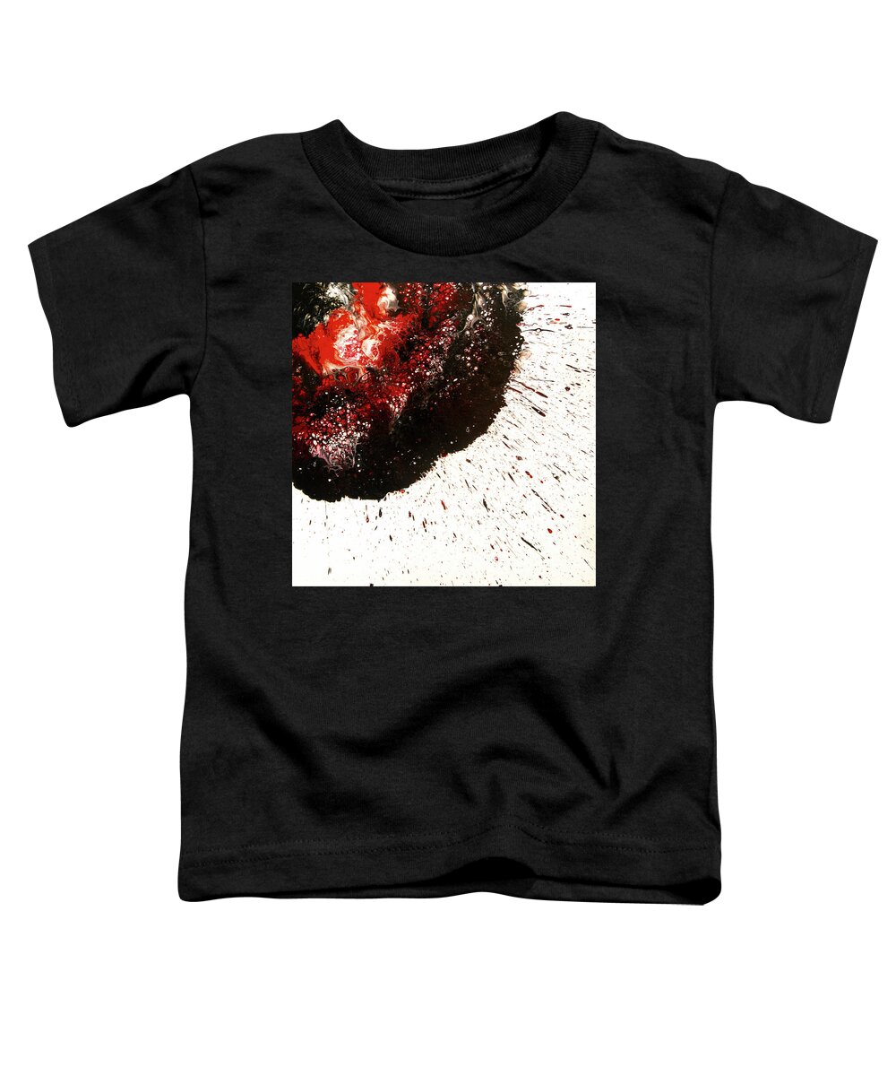 Red Toddler T-Shirt featuring the painting Red Explosion by Donna Manaraze