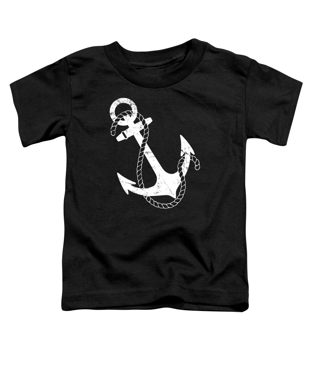Funny Toddler T-Shirt featuring the digital art Retro Nautical Anchor by Flippin Sweet Gear