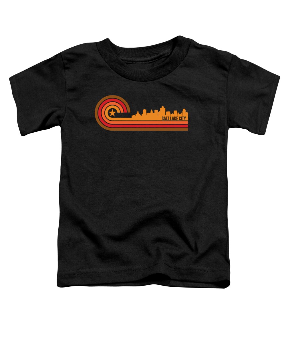 Salt Lake City Toddler T-Shirt featuring the digital art Retro Salt Lake City Cityscape Salt Lake City UT Skyline by Kevin Garbes