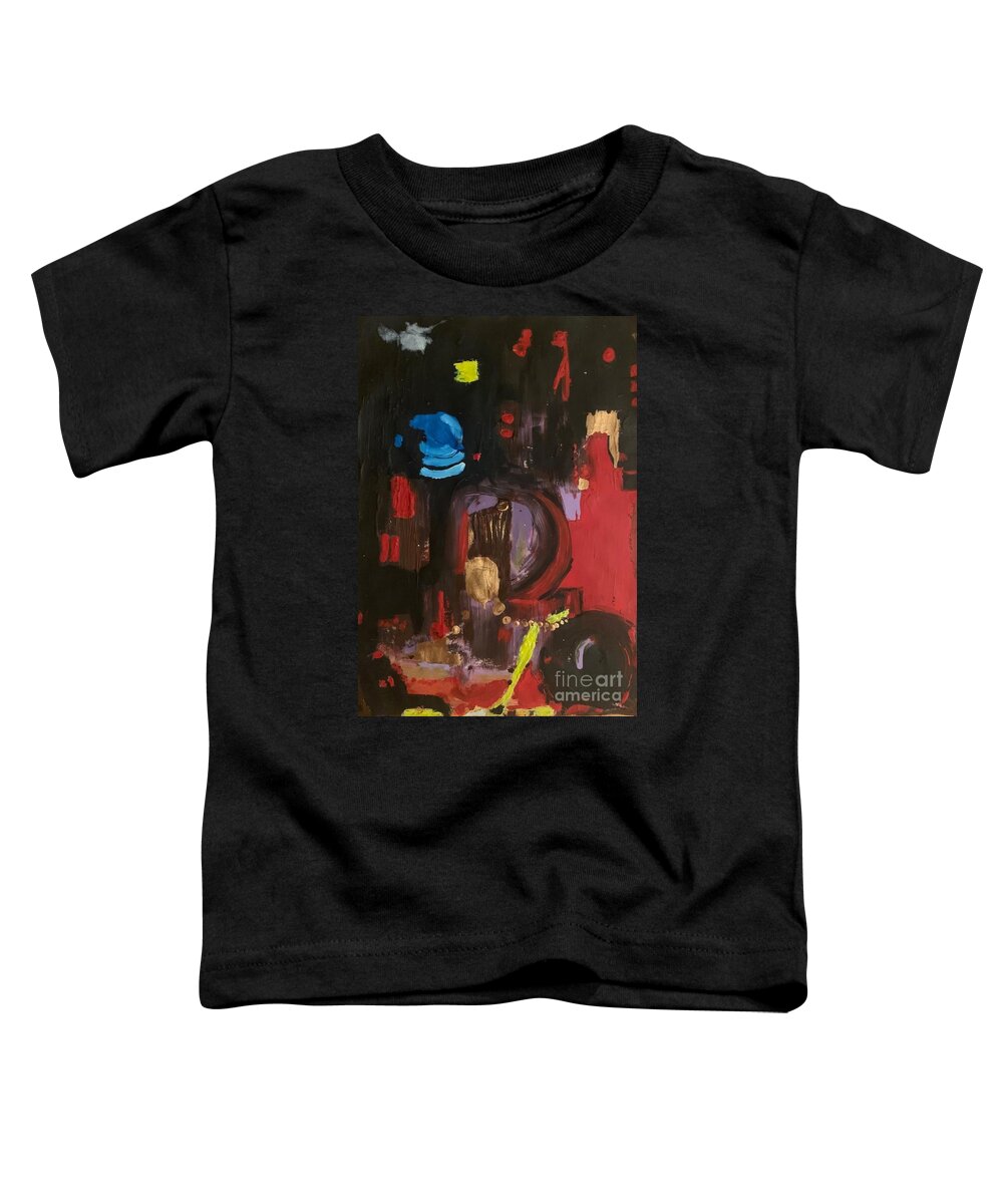 Abstract Toddler T-Shirt featuring the painting Riotous, a mysterious abstract art piece by Denise Morgan