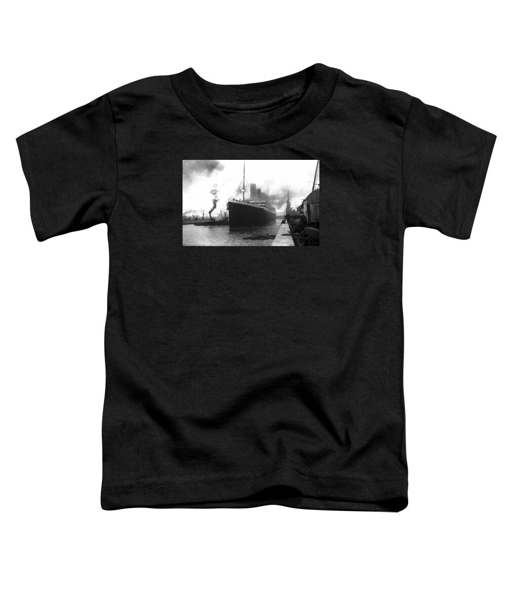 Titanic Toddler T-Shirt featuring the photograph RMS Titanic In Southampton - 1912 by War Is Hell Store