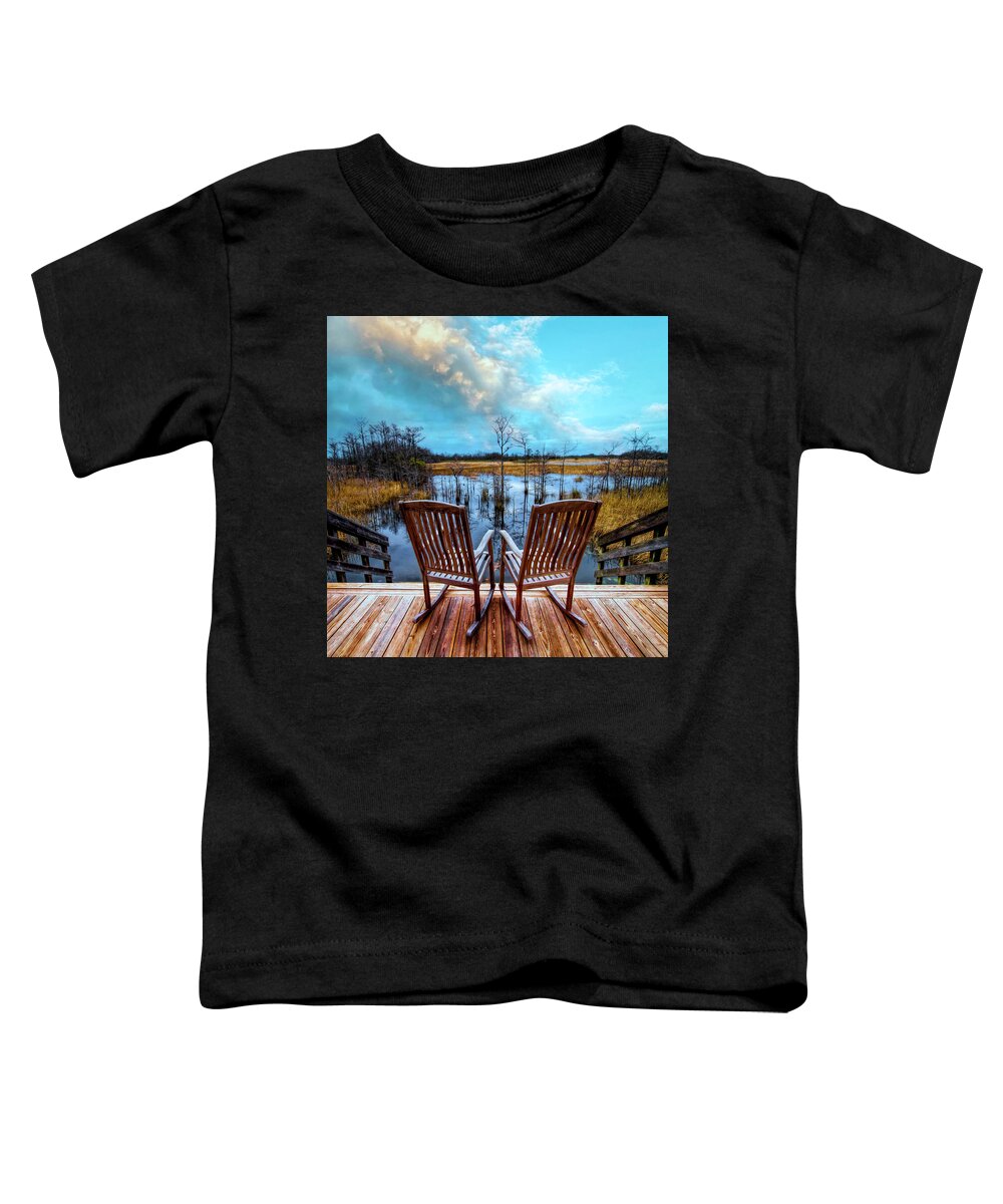 Clouds Toddler T-Shirt featuring the photograph Rocking on the Porch by Debra and Dave Vanderlaan