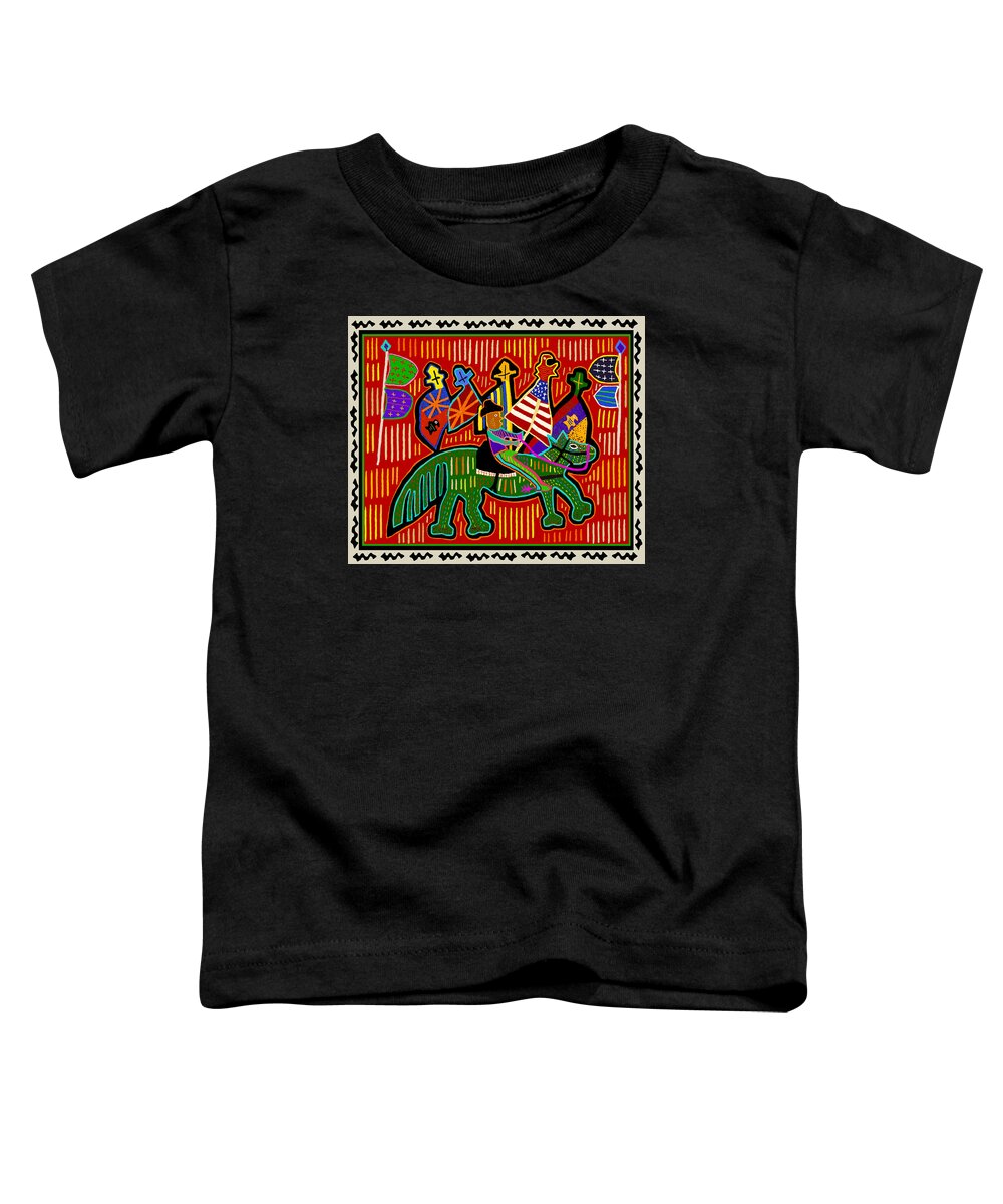 Rodeo Cowboy Star Toddler T-Shirt featuring the digital art Rodeo King with Flags by Vagabond Folk Art - Virginia Vivier