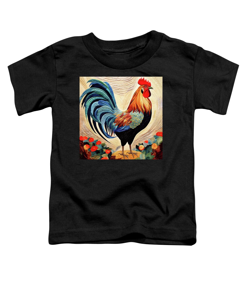 Rooster Toddler T-Shirt featuring the digital art Rooster - King of the Barnyard by Peggy Collins