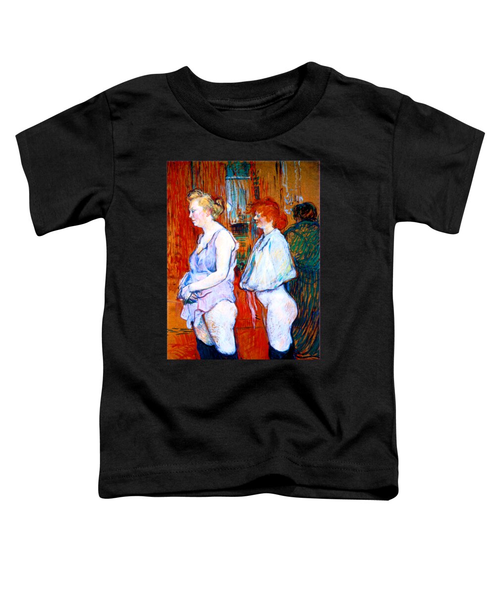 Henri Toddler T-Shirt featuring the painting Rue des Moulins The Medical Inspection 1894 by Henri Toulouse-Lautrec