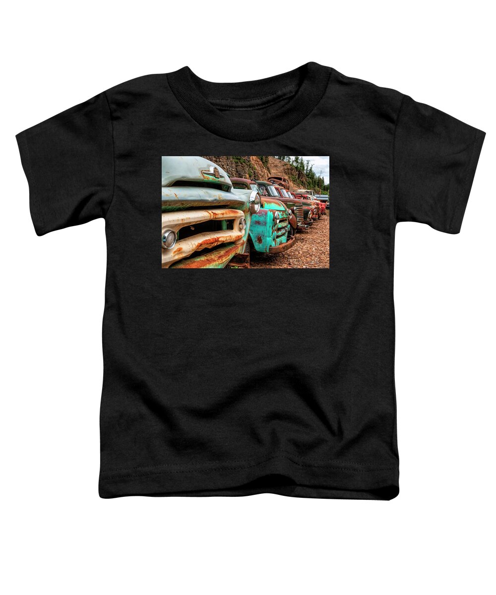 Car Show Toddler T-Shirt featuring the photograph Rusty Row by Pamela Dunn-Parrish