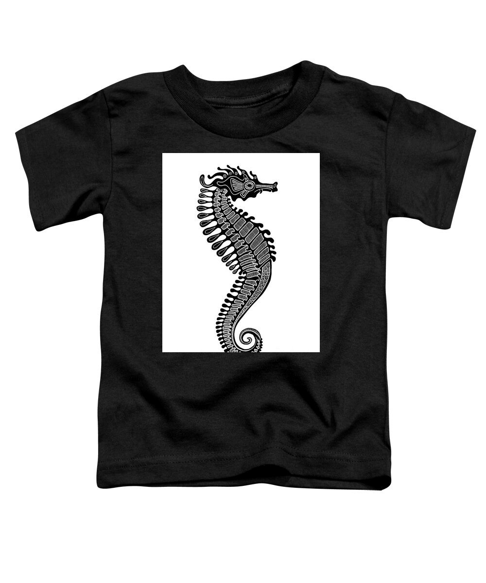 Seahorse Toddler T-Shirt featuring the drawing Seahorse Ink 5 by Amy E Fraser