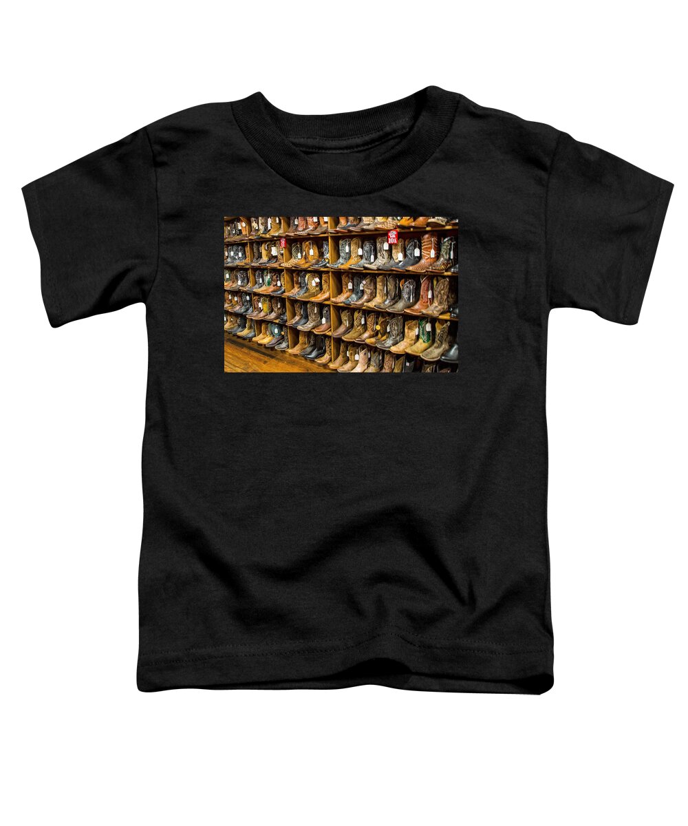 Cowboy Toddler T-Shirt featuring the photograph Shopping for Boots by Kevin Craft