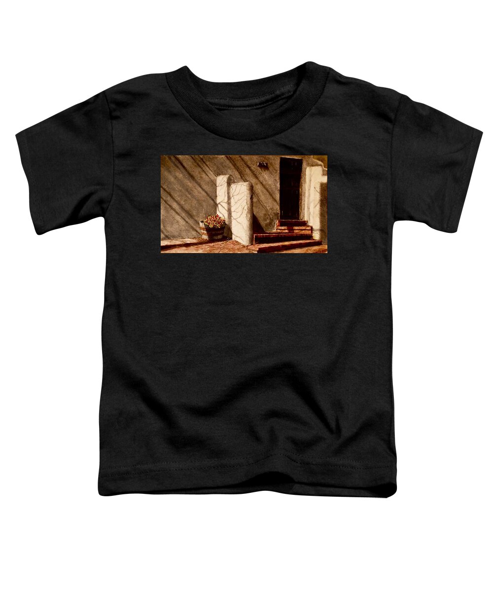  Adobe Wall Toddler T-Shirt featuring the painting Silver City by John Glass