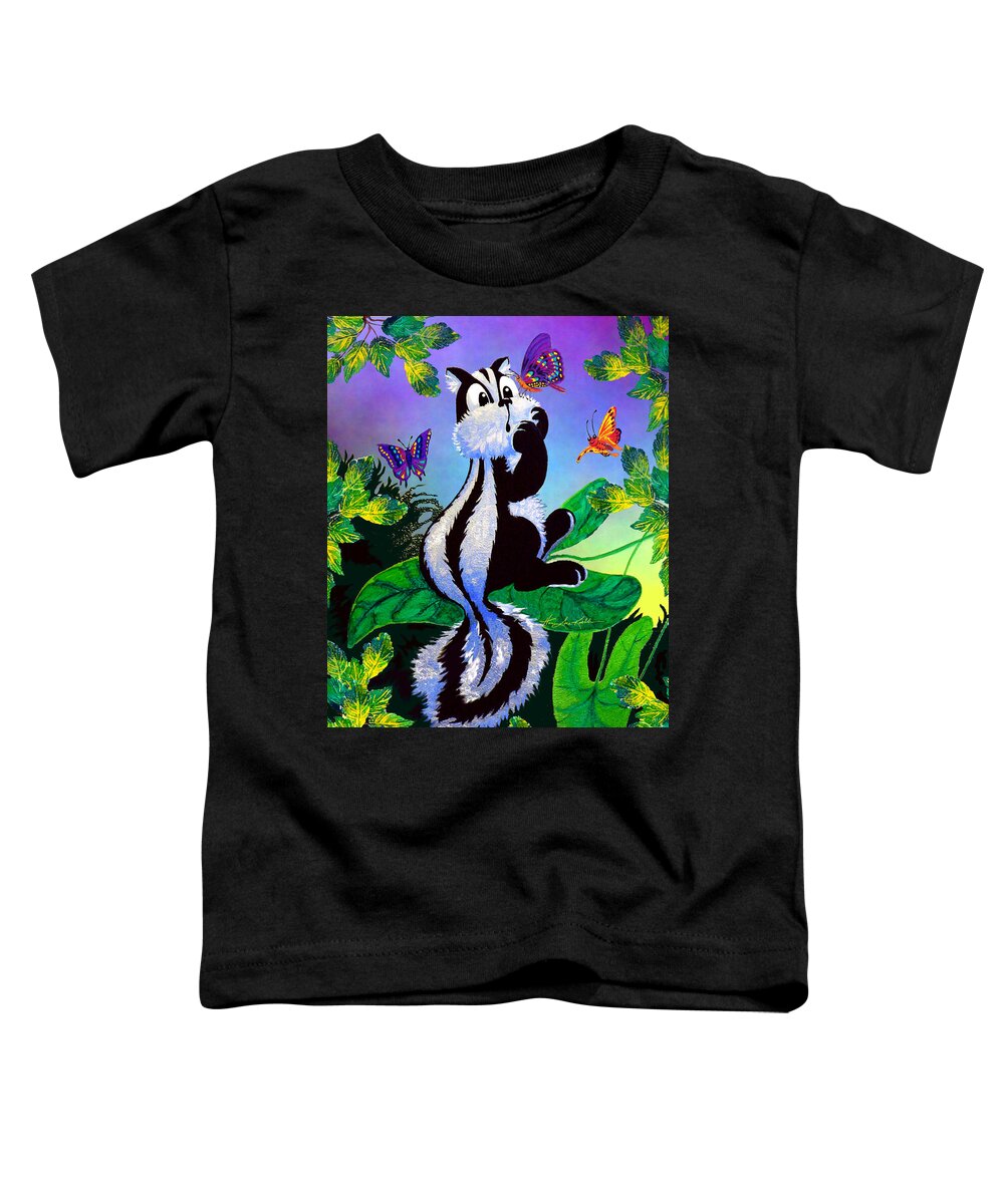 Art For Children Toddler T-Shirt featuring the painting Skunky by Hanne Lore Koehler