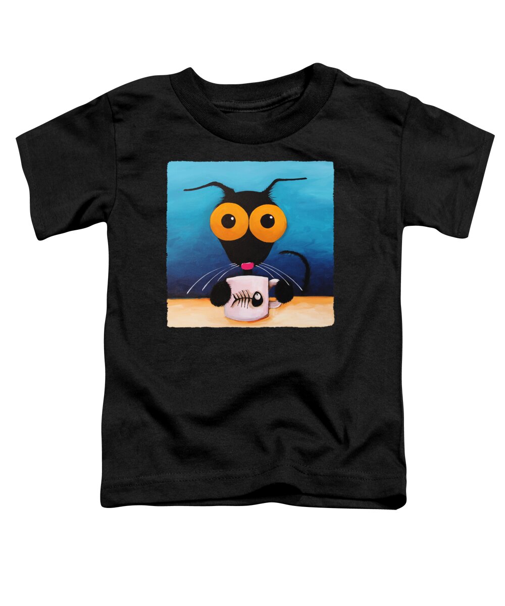Stressie Cat Toddler T-Shirt featuring the painting Smells like coffee by Lucia Stewart
