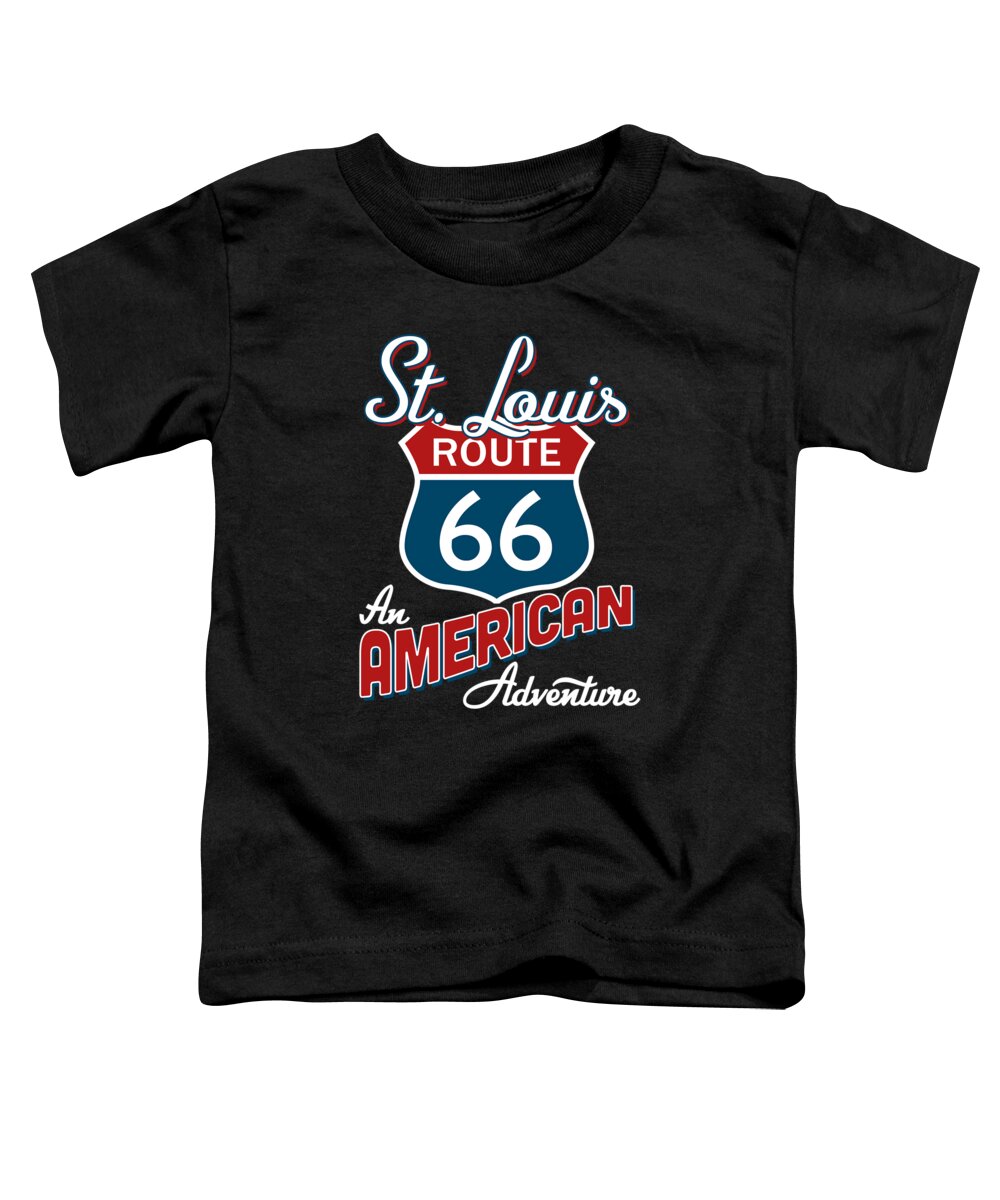 St Louis Toddler T-Shirt featuring the digital art St Louis Route 66 America by Flo Karp