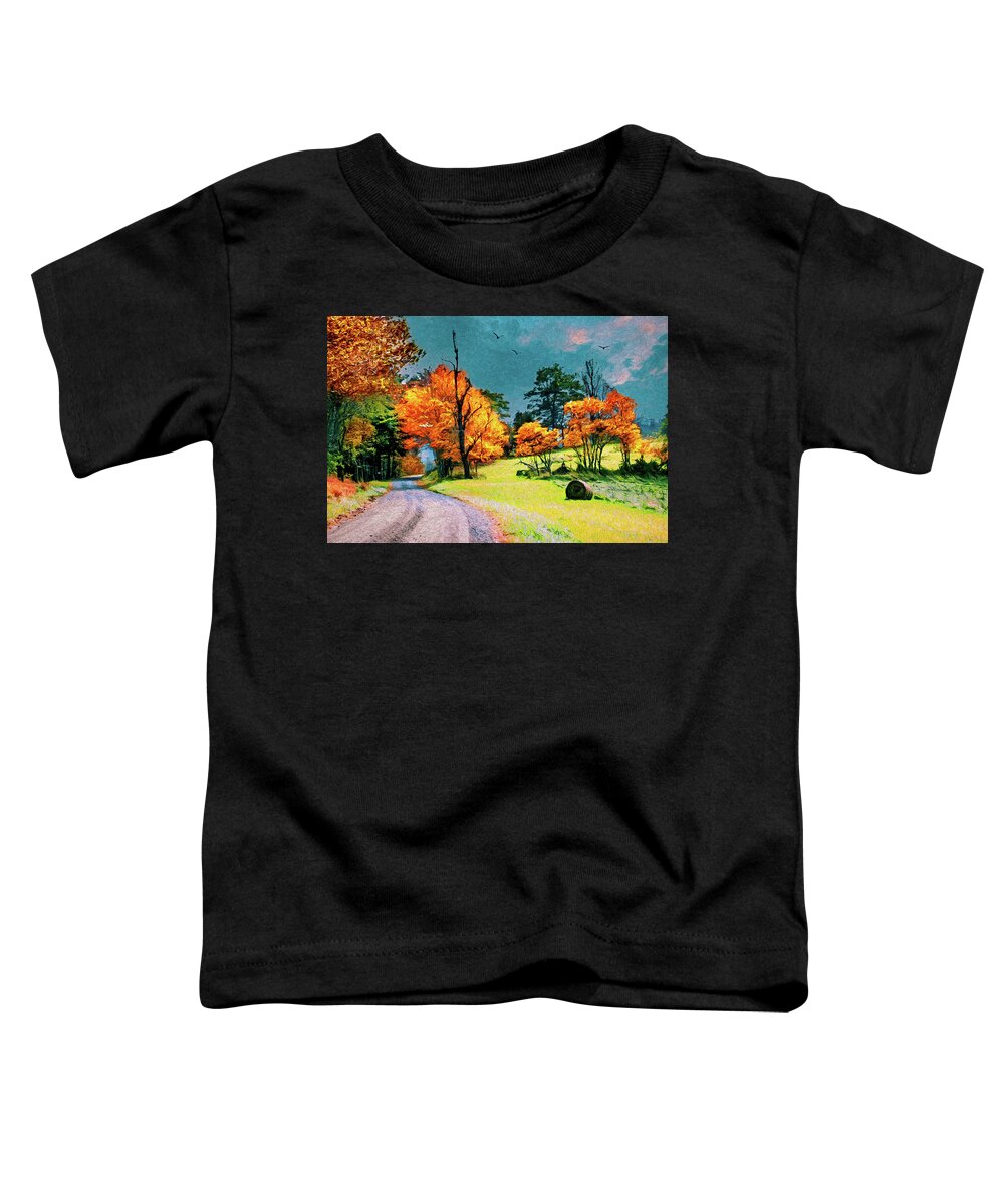 North Carolina Toddler T-Shirt featuring the photograph Stormy Autumn on Winery Road ap by Dan Carmichael