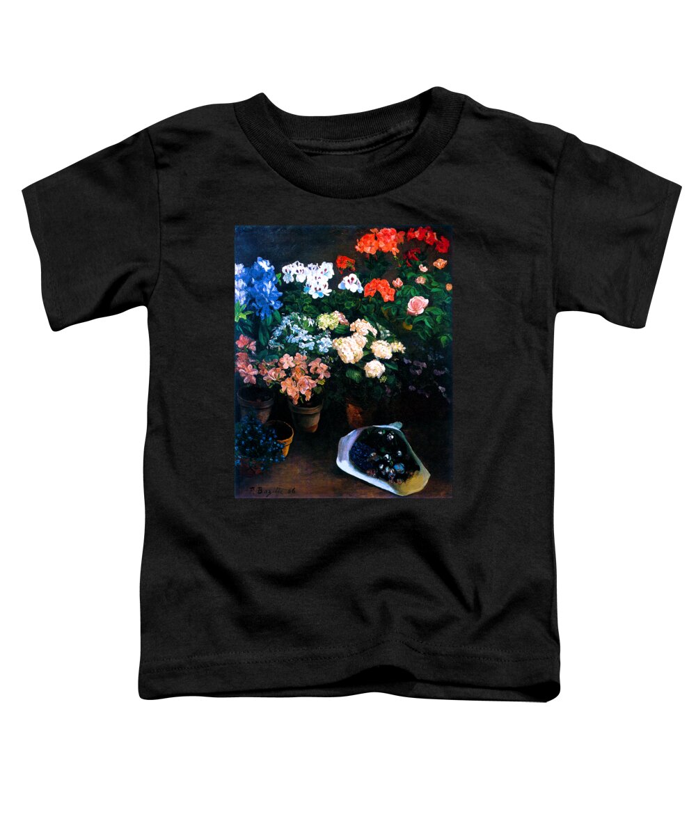 Frederic Toddler T-Shirt featuring the painting Study of Flowers 1866 by Frederic Bazille