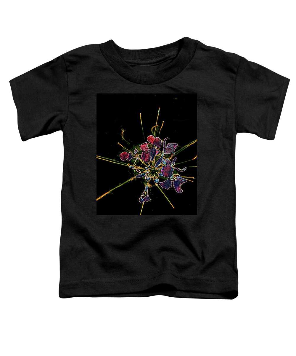 Digital Toddler T-Shirt featuring the digital art Stylized Cleome by Mariarosa Rockefeller