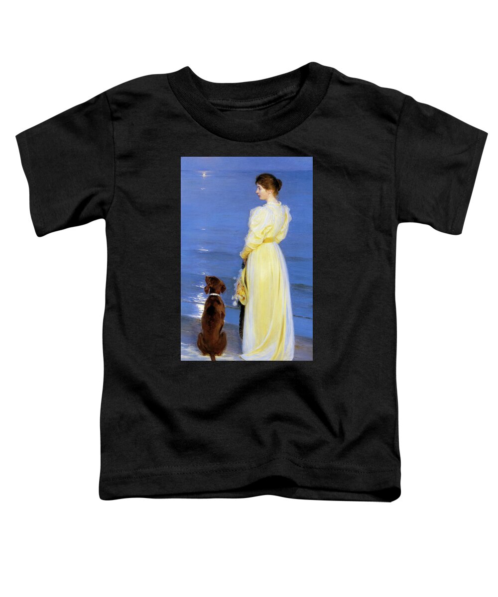 Banyan Awaken arrestordre Summer Evening at Skagen, The Artist's Wife and Dog by the Shore, 1892  Toddler T-Shirt by Peder Severin Kroyer - Fine Art America
