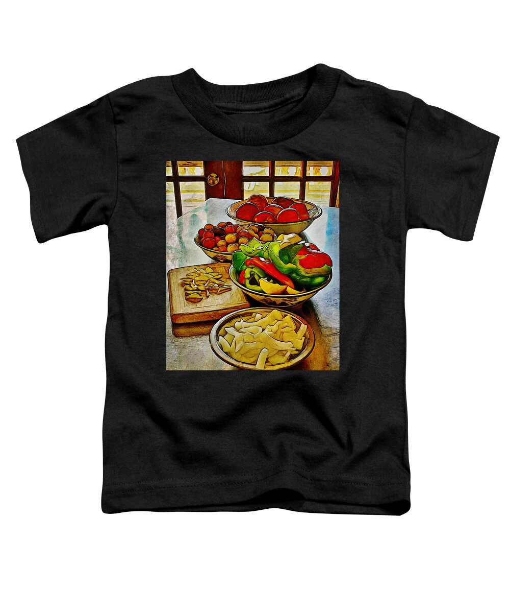 ’still Life’ Toddler T-Shirt featuring the photograph Sunday Repast by Carol Whaley Addassi
