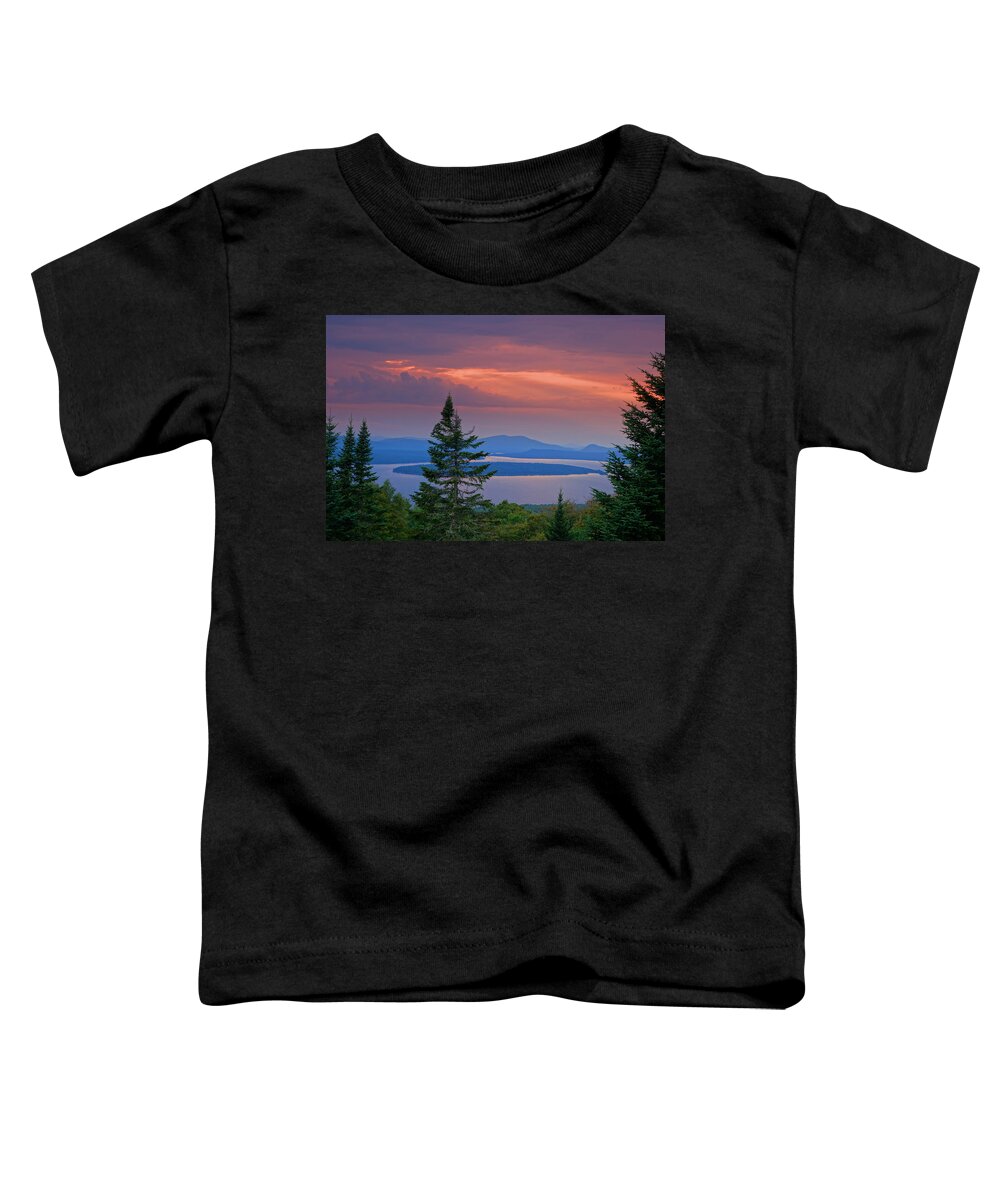 Sun Toddler T-Shirt featuring the photograph Sunset Over Mooselookmeguntic Lake by Russ Considine