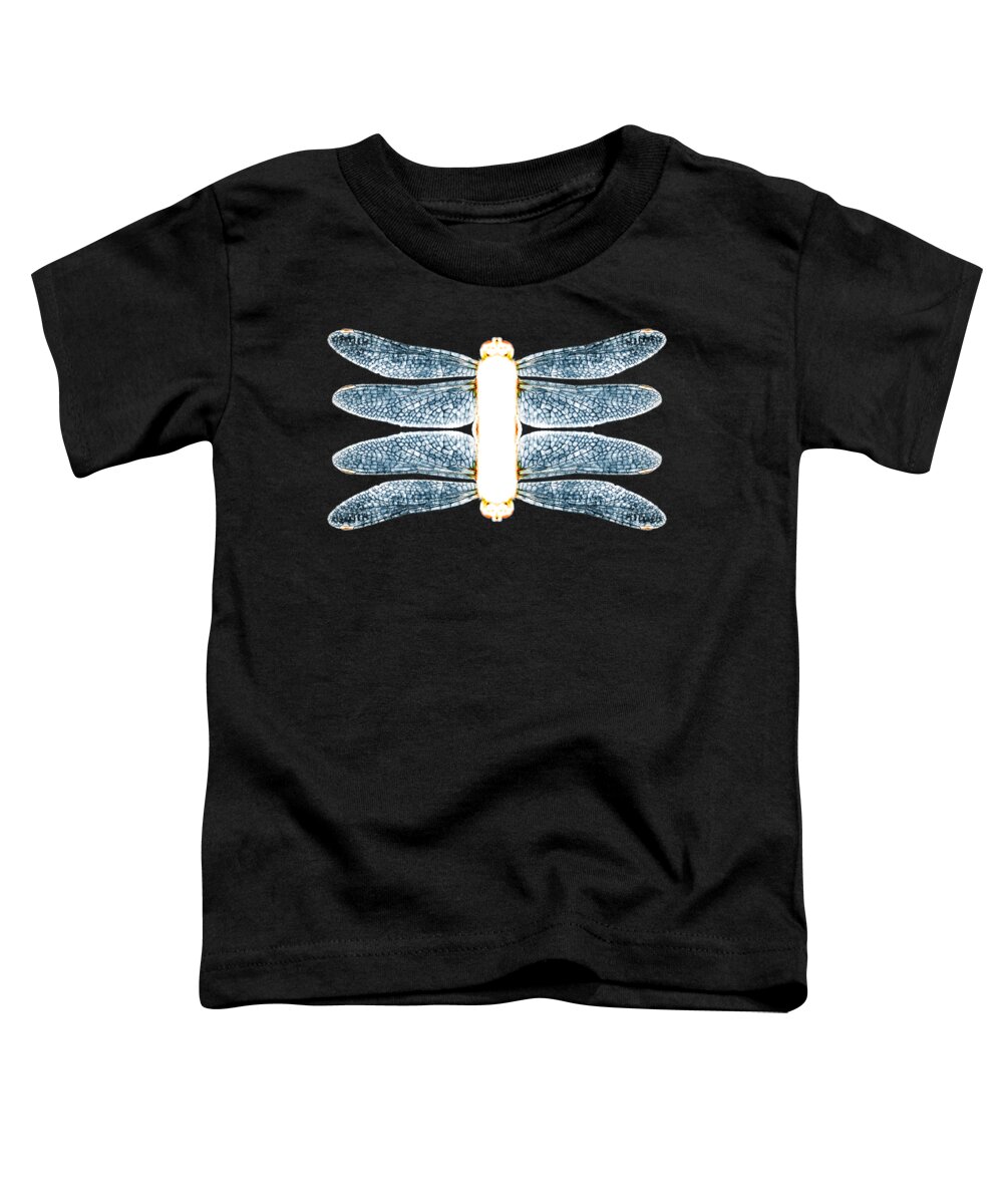 Dragonfly Toddler T-Shirt featuring the photograph Surreal kaleidoscope pattern of dragonfly wings you can select the background color by Gregory DUBUS