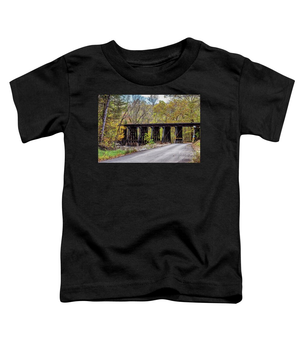 Branson Mo Toddler T-Shirt featuring the photograph Sycamore Church Road Railroad Bridge by Jennifer White