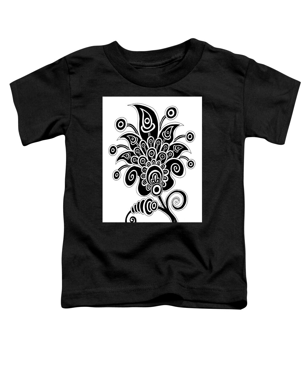 Flower Toddler T-Shirt featuring the drawing Tapestry Flower Ink 10 by Amy E Fraser