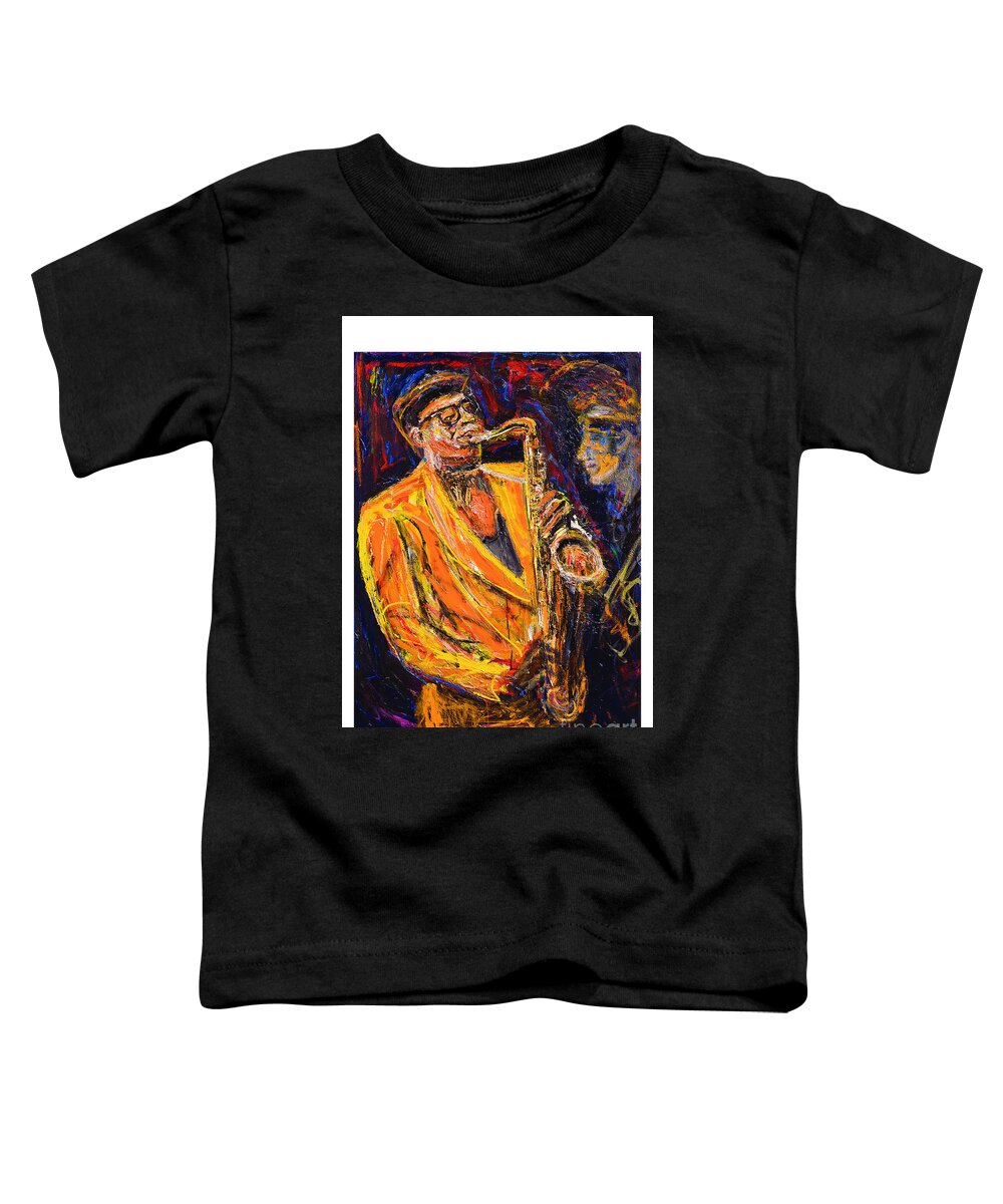 E Street Band The Bigman Clarence Clemons Saxophonist For The Bruce Springsteen And The E Street Band! Toddler T-Shirt featuring the painting The Big Man by Patrick Ginter