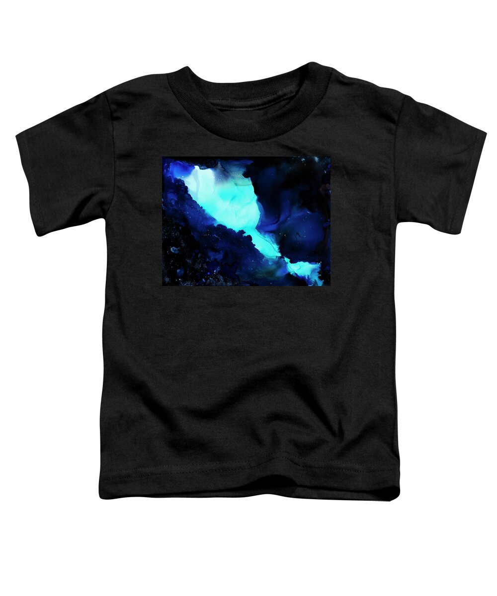 Aqua Toddler T-Shirt featuring the painting The Cave by Tamara Nelson