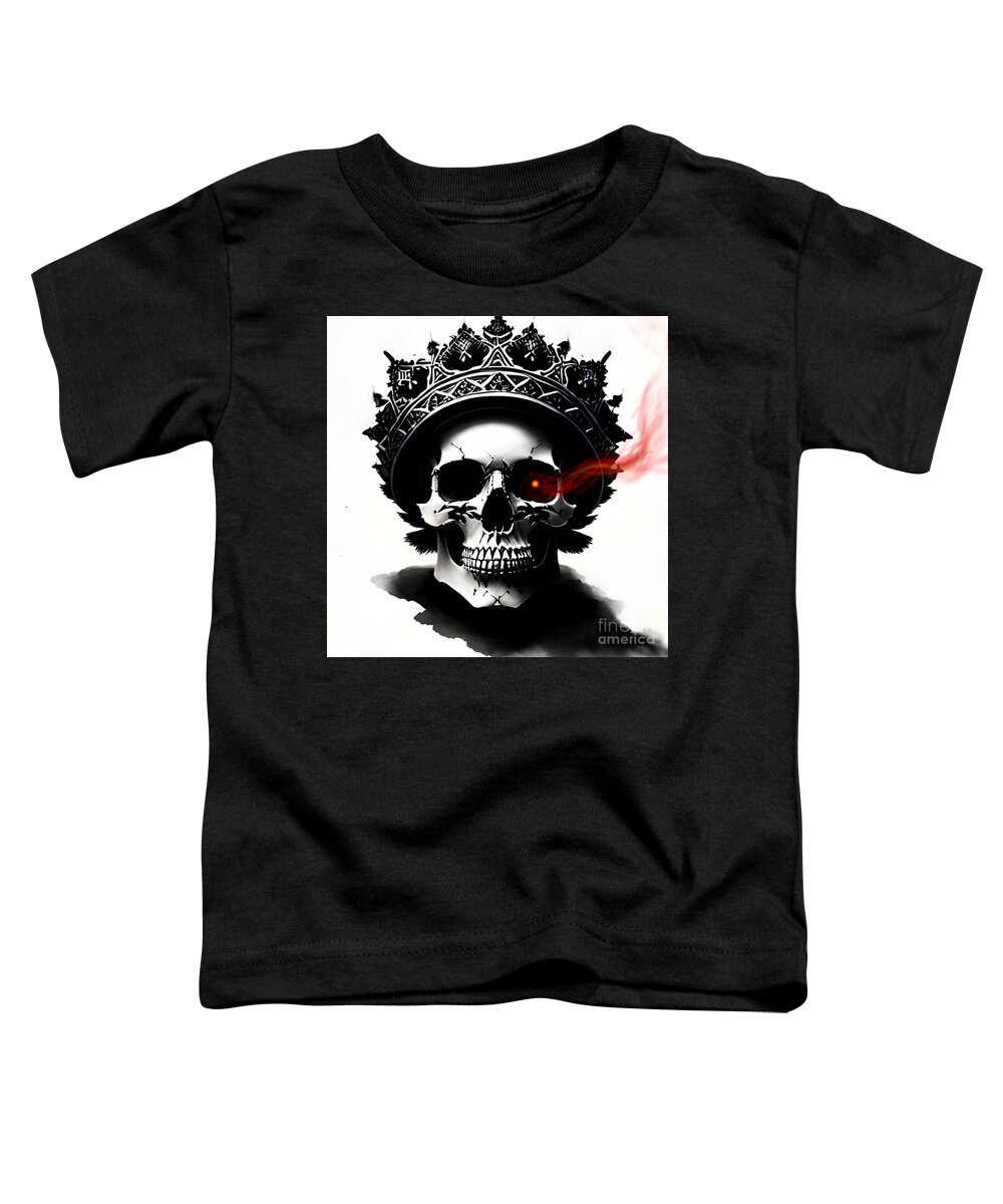 Skull Toddler T-Shirt featuring the mixed media The undead king of rebellion 3 by Mark Bradley
