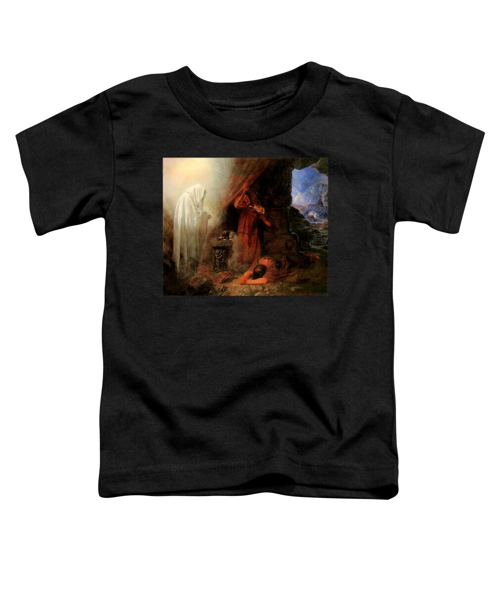 Witch Toddler T-Shirt featuring the painting The Witch of Endor 1860 by Edward Henry Corbould