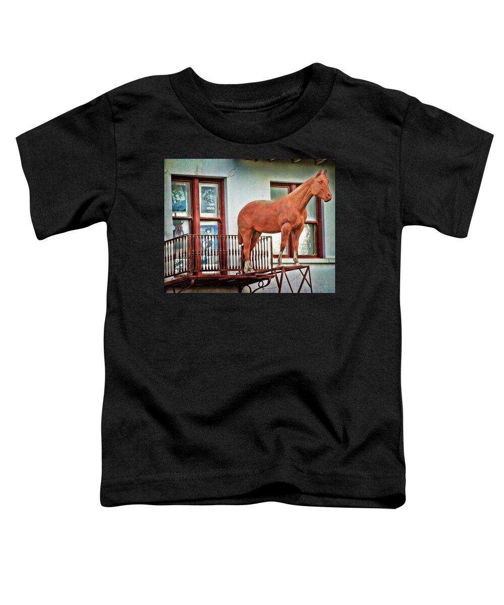 Architecture Toddler T-Shirt featuring the photograph There's a Horse on the Balcony by David and Carol Kelly