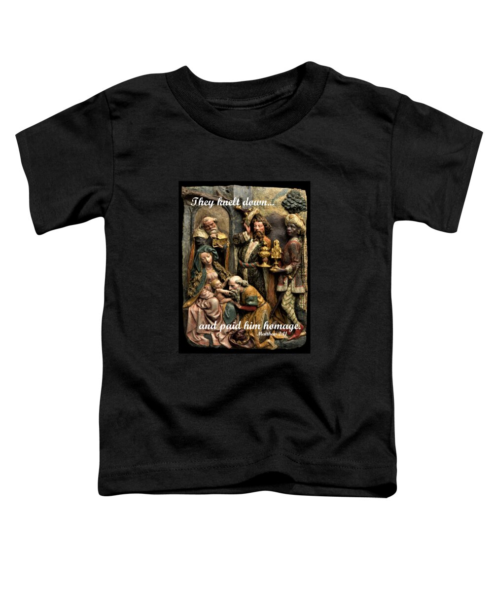 Christmas Toddler T-Shirt featuring the digital art They Knelt Down by Bill Ressl