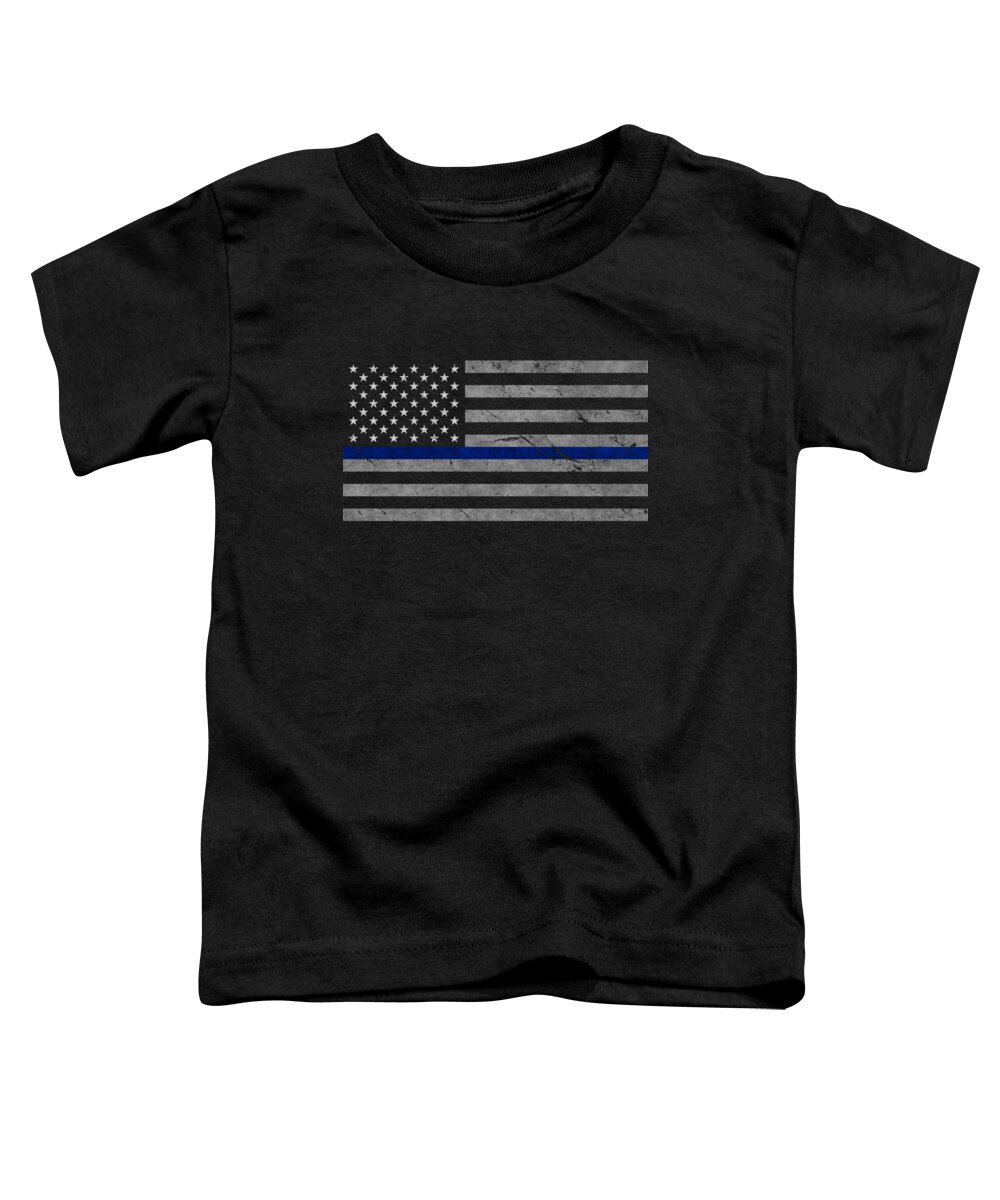 Funny Toddler T-Shirt featuring the digital art Thin Blue Line US Flag by Flippin Sweet Gear