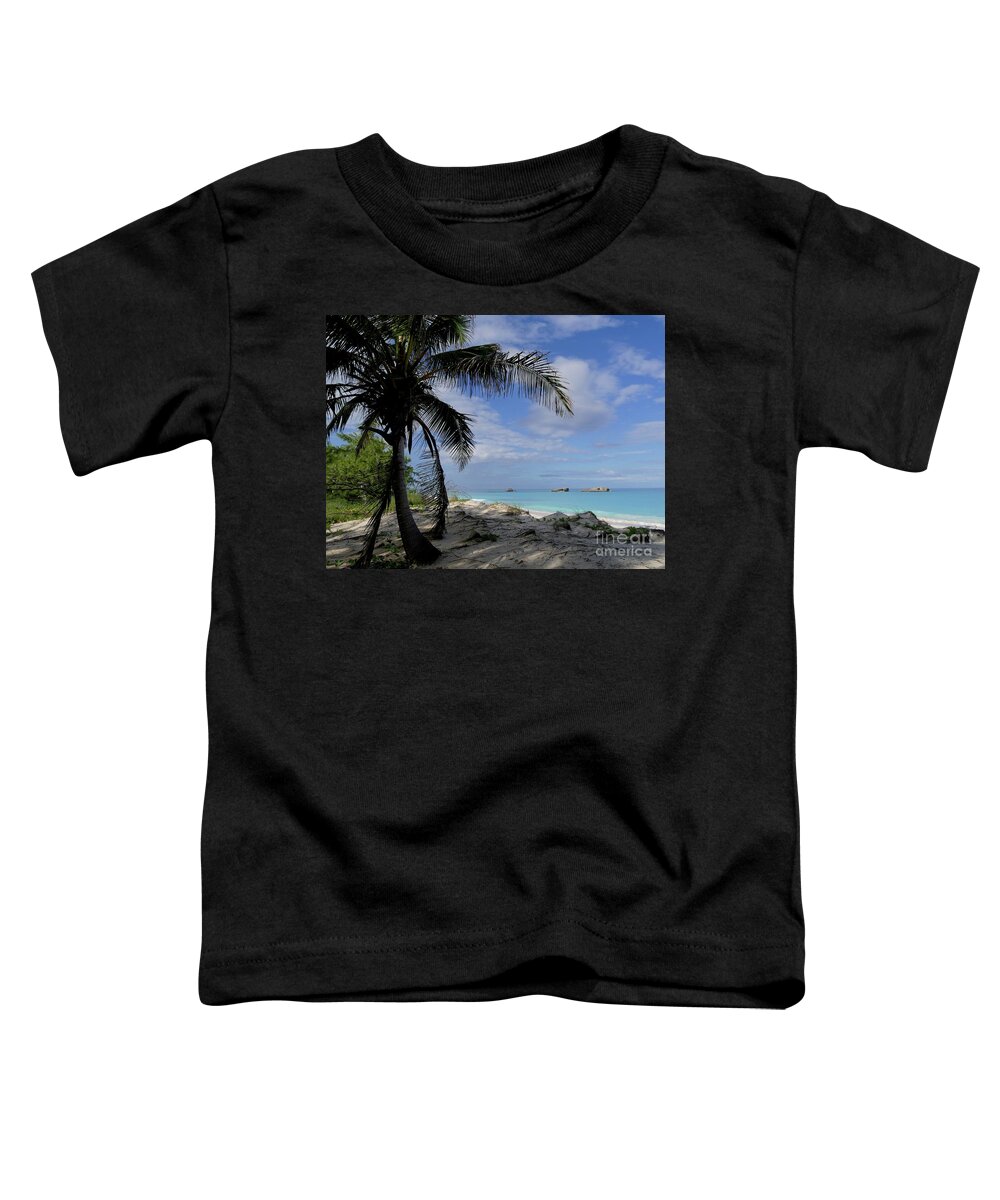 Exuma Cays Toddler T-Shirt featuring the photograph Three Sisters Beach Shoreline by On da Raks