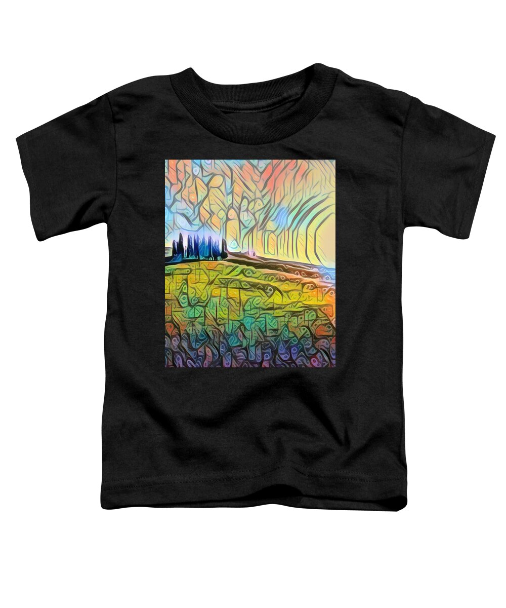 Aestheticism Toddler T-Shirt featuring the painting Trees Hill Landscape 1 by Tony Rubino