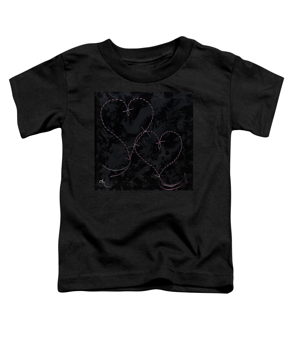 Hearts Toddler T-Shirt featuring the mixed media Two Hearts Barbed Violet by Tamara Nelson