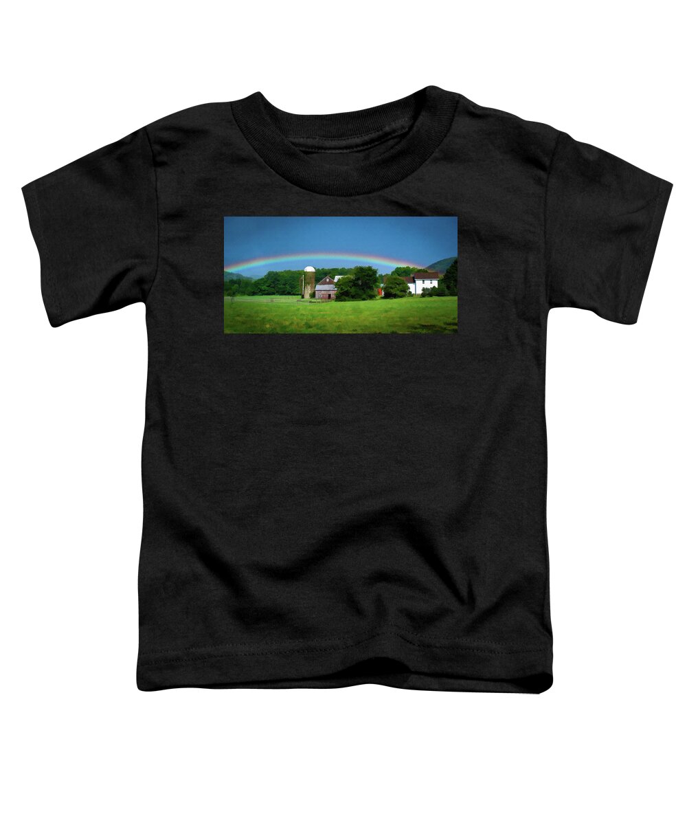 Lisa Toddler T-Shirt featuring the digital art Under the Rainbow by Monroe Payne