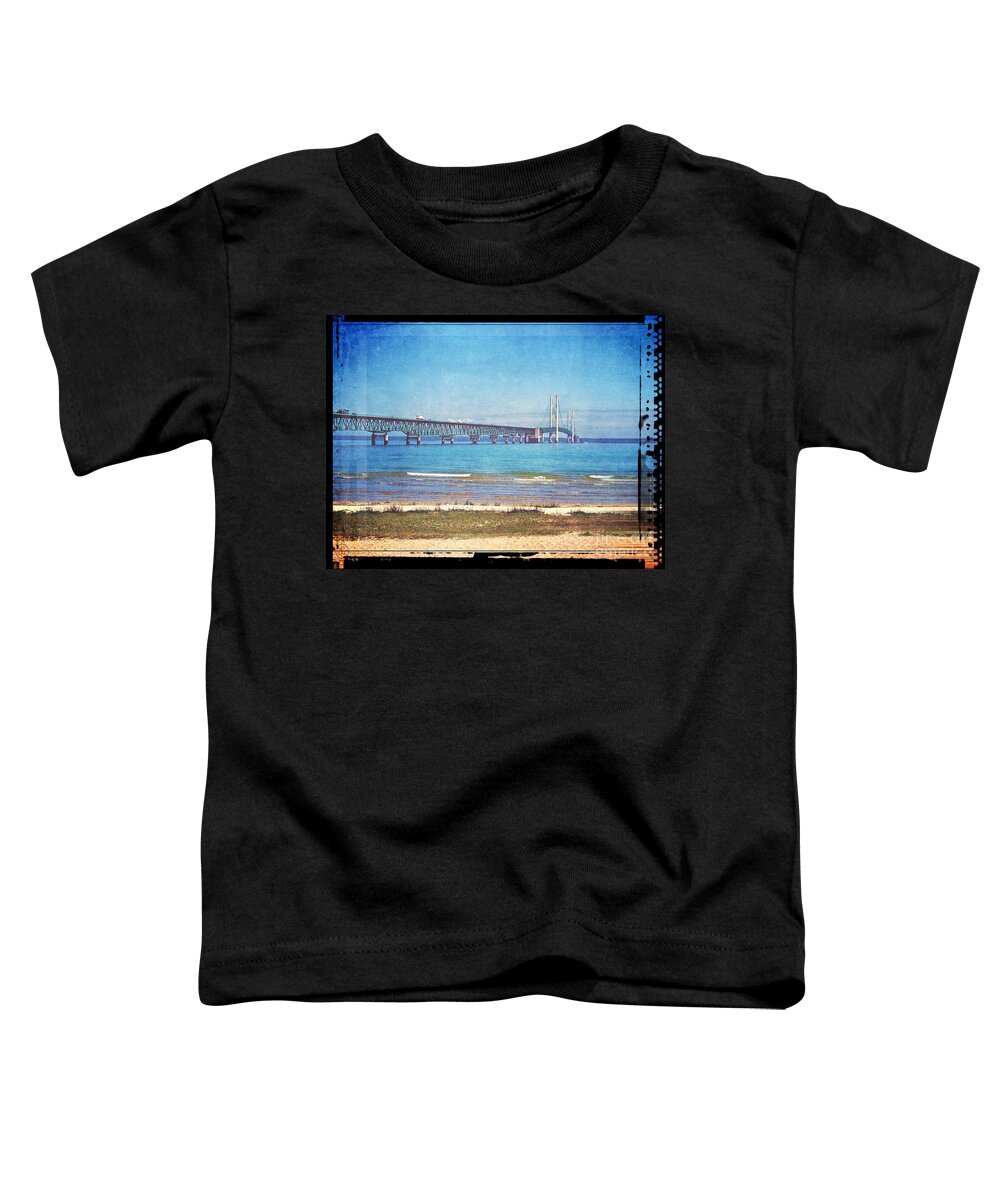 Vintage Toddler T-Shirt featuring the photograph Vintage Mackinac Bridge by Phil Perkins