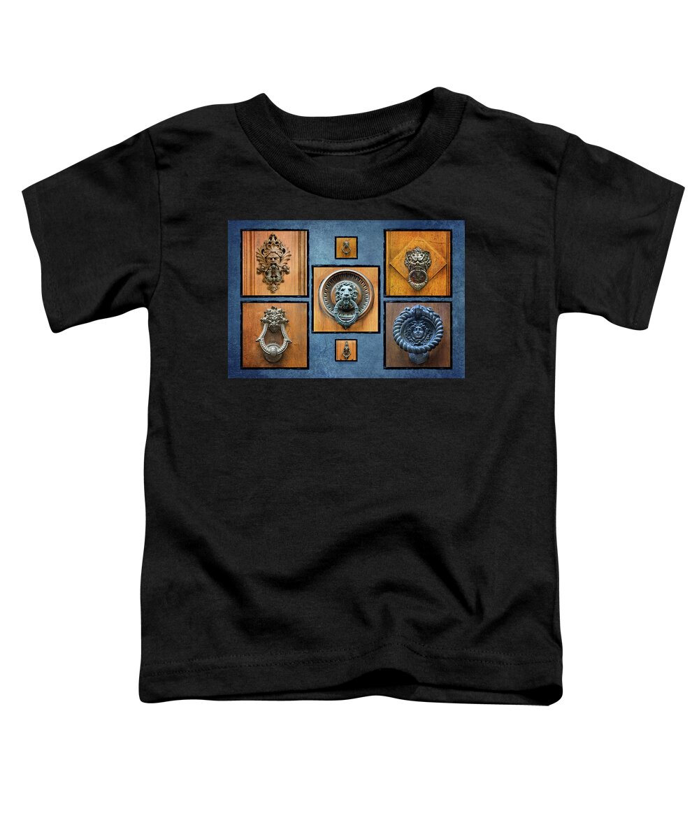 Door Knockers Toddler T-Shirt featuring the photograph Italian Door Knocker Collage 2 by Jill Love