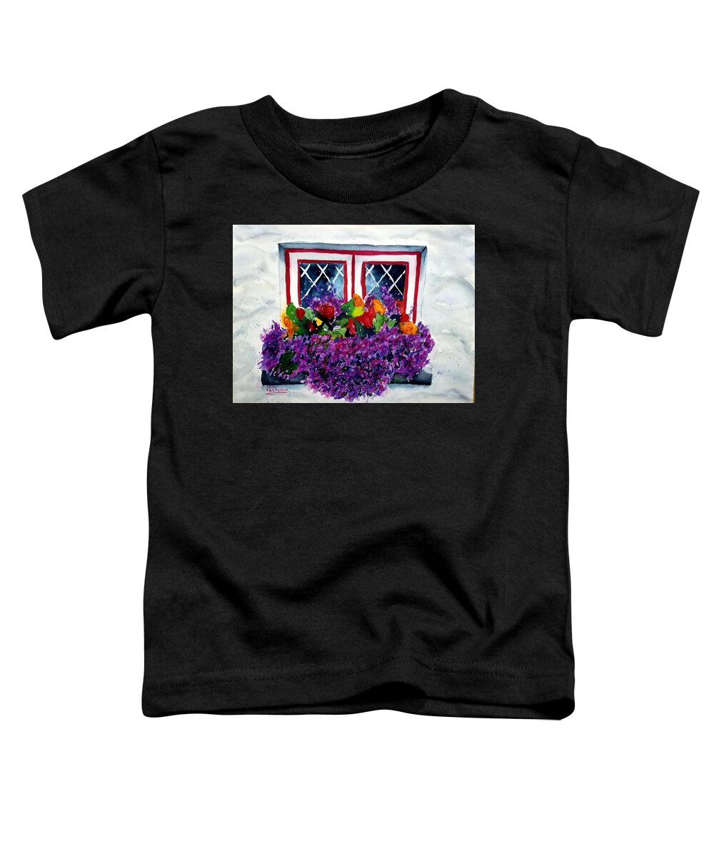 Flowers Toddler T-Shirt featuring the painting Window Treatment by Ann Frederick