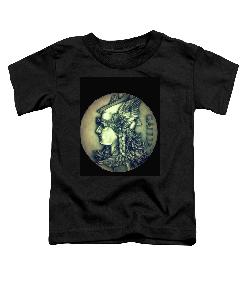 Coin Toddler T-Shirt featuring the drawing Winter Goddess of Gaul - Copper Edition by Fred Larucci