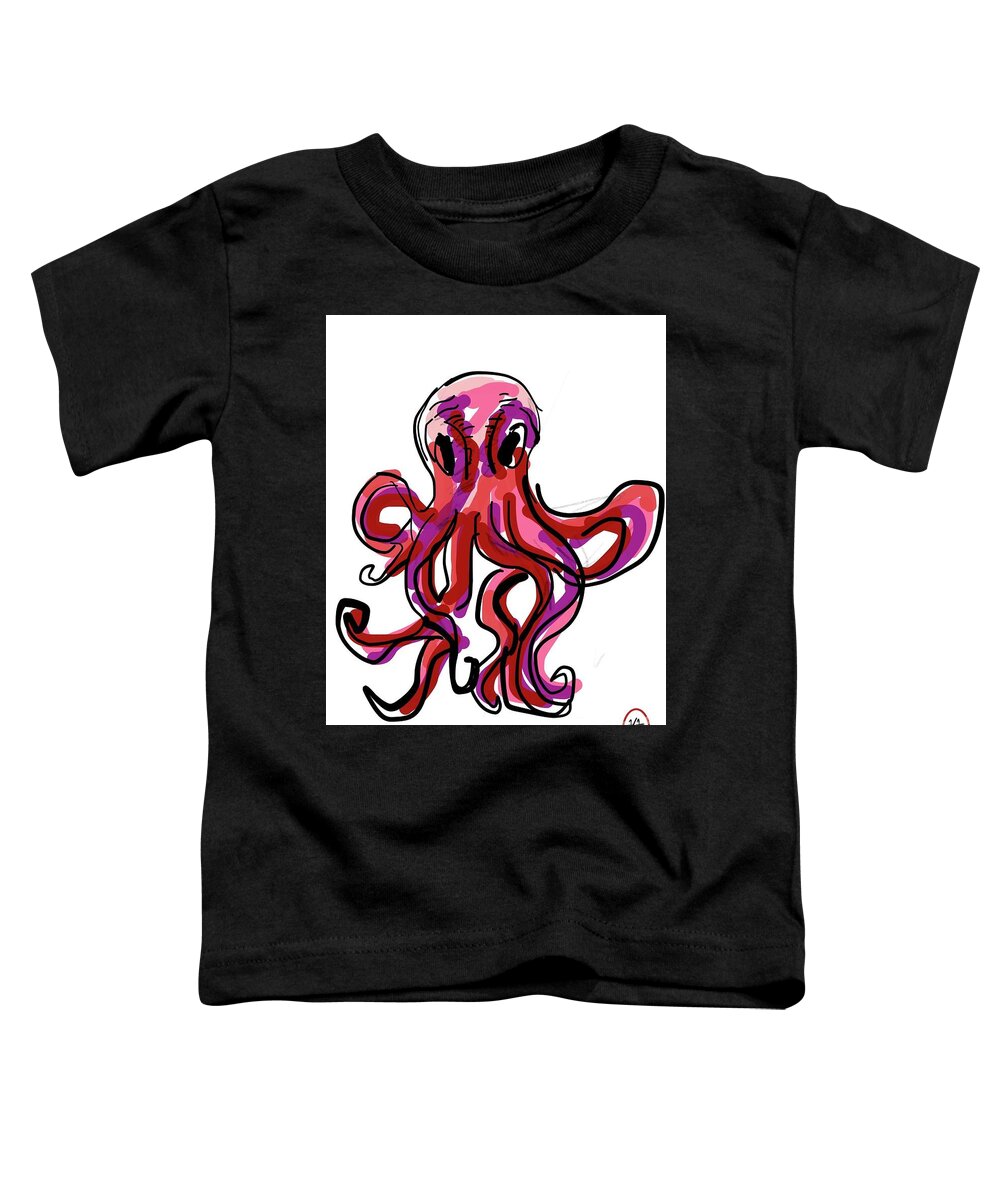  Toddler T-Shirt featuring the painting Wise Octopus by Oriel Ceballos
