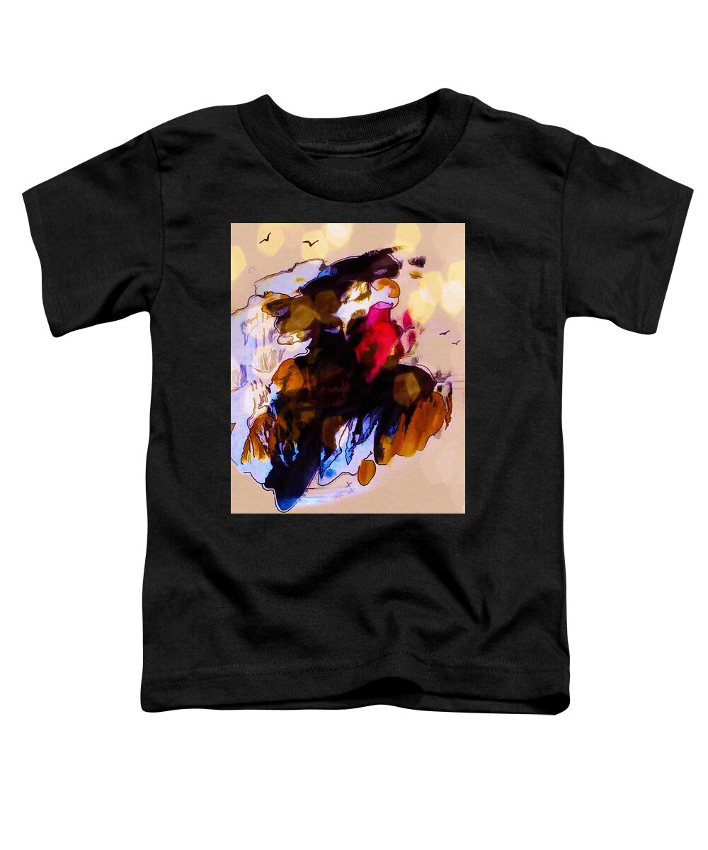 Modern Abstract Toddler T-Shirt featuring the painting Woman In A Hat With Her Heart On Her Sleeve by Joan Stratton