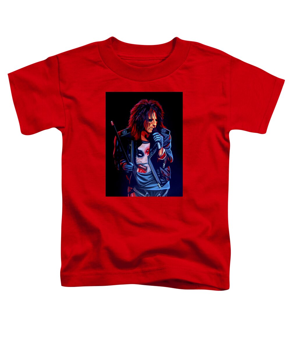 Alice Cooper Toddler T-Shirt featuring the painting Alice Cooper by Paul Meijering