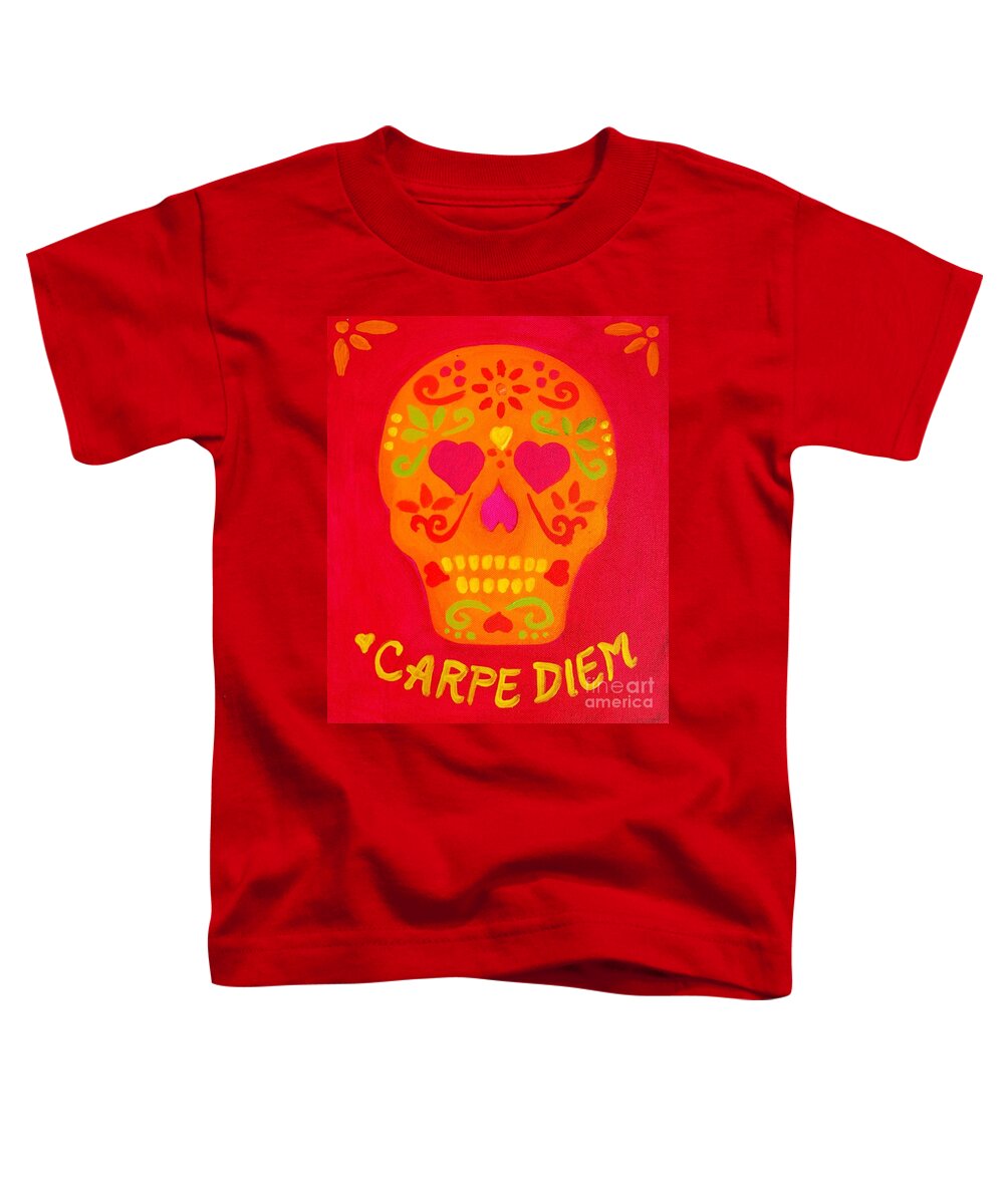 Skull Toddler T-Shirt featuring the painting Carpe Diem Series #10 by Janet McDonald