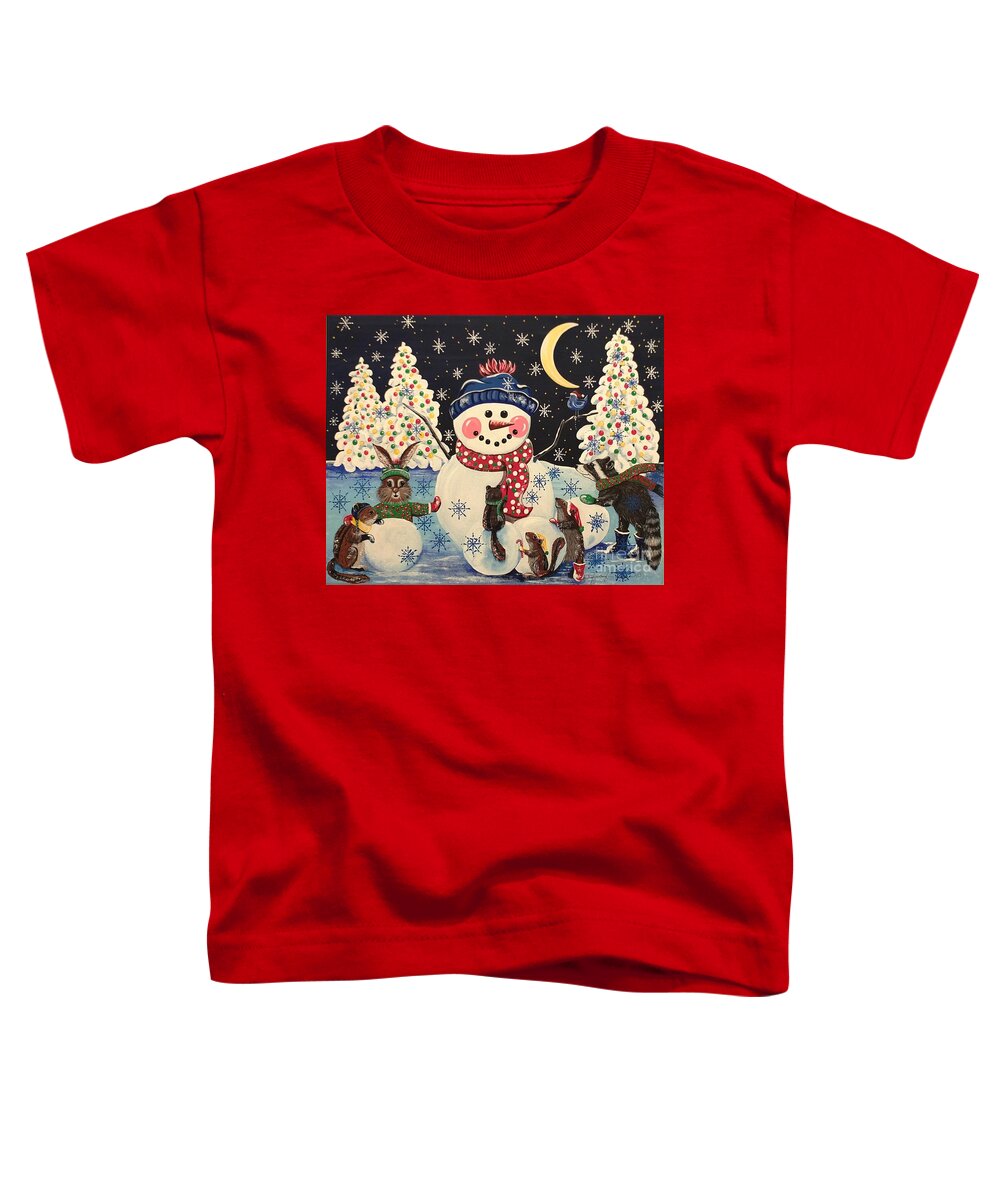 Snow Toddler T-Shirt featuring the painting A Magical Night in the Snow by Jennifer Lake
