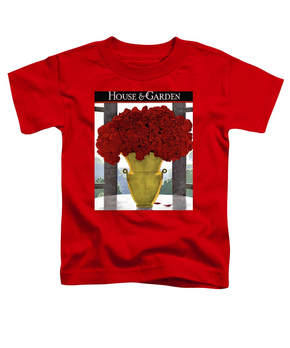 House And Garden Toddler T-Shirt featuring the photograph A Vase With Red Roses by Andre E Marty