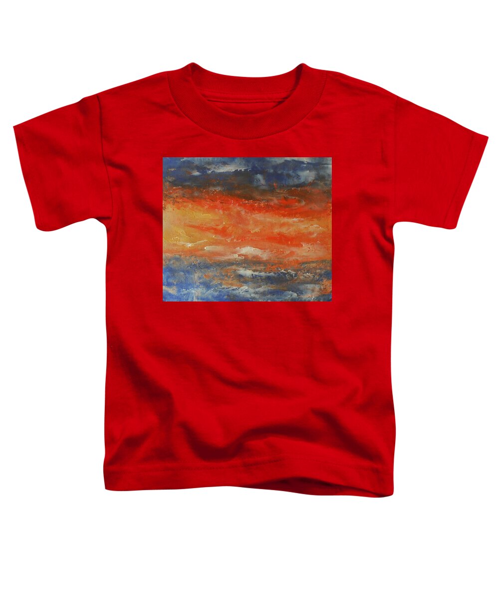 Seascape Toddler T-Shirt featuring the painting Abstract Sunset by Jane See