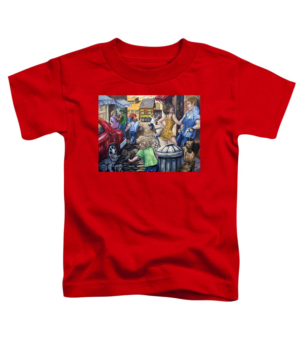  Cats Toddler T-Shirt featuring the painting Alley Catz by Gail Butler