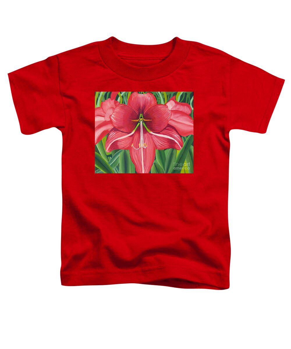 Amaryllis Toddler T-Shirt featuring the painting Amaryllis by Annette M Stevenson