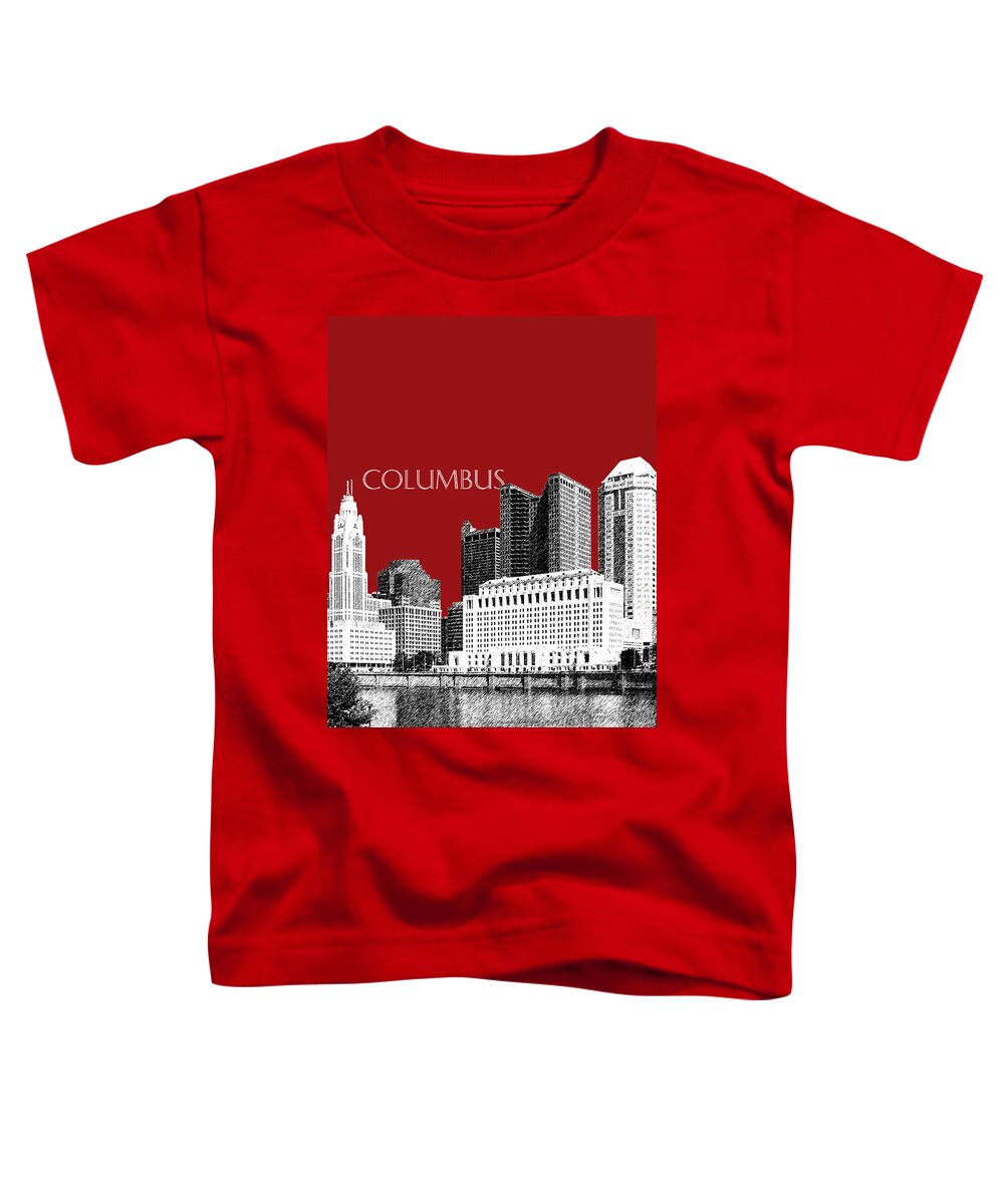 Architecture Toddler T-Shirt featuring the digital art Columbus Skyline - Dark Red by DB Artist